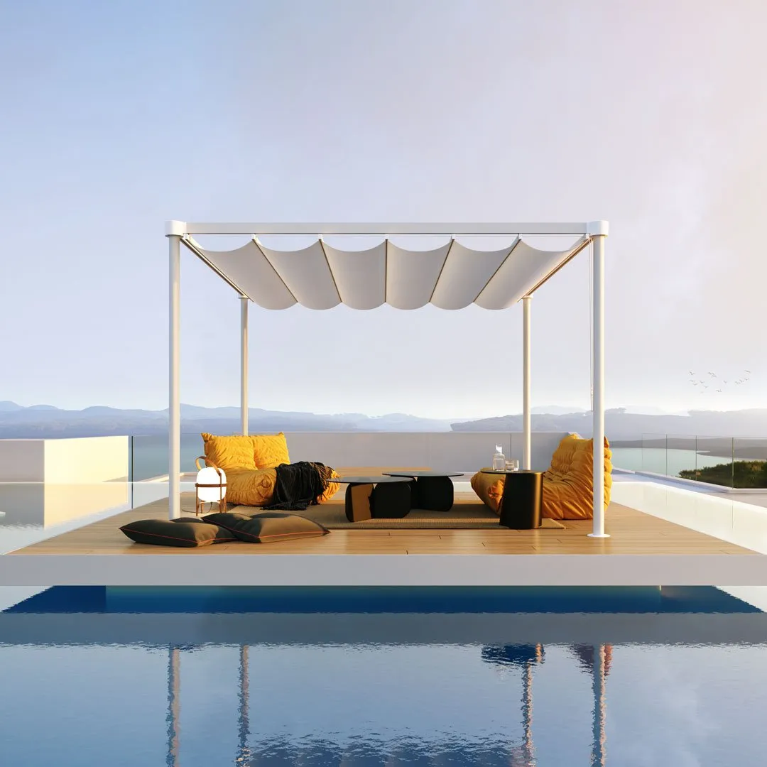 LeafShades Leaf freestanding retractable poolside shade system luxury outdoor living Sunshine Coast