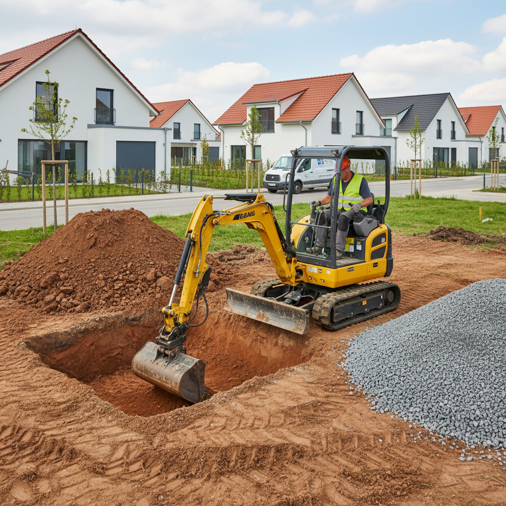 Bagger auf Baustelle