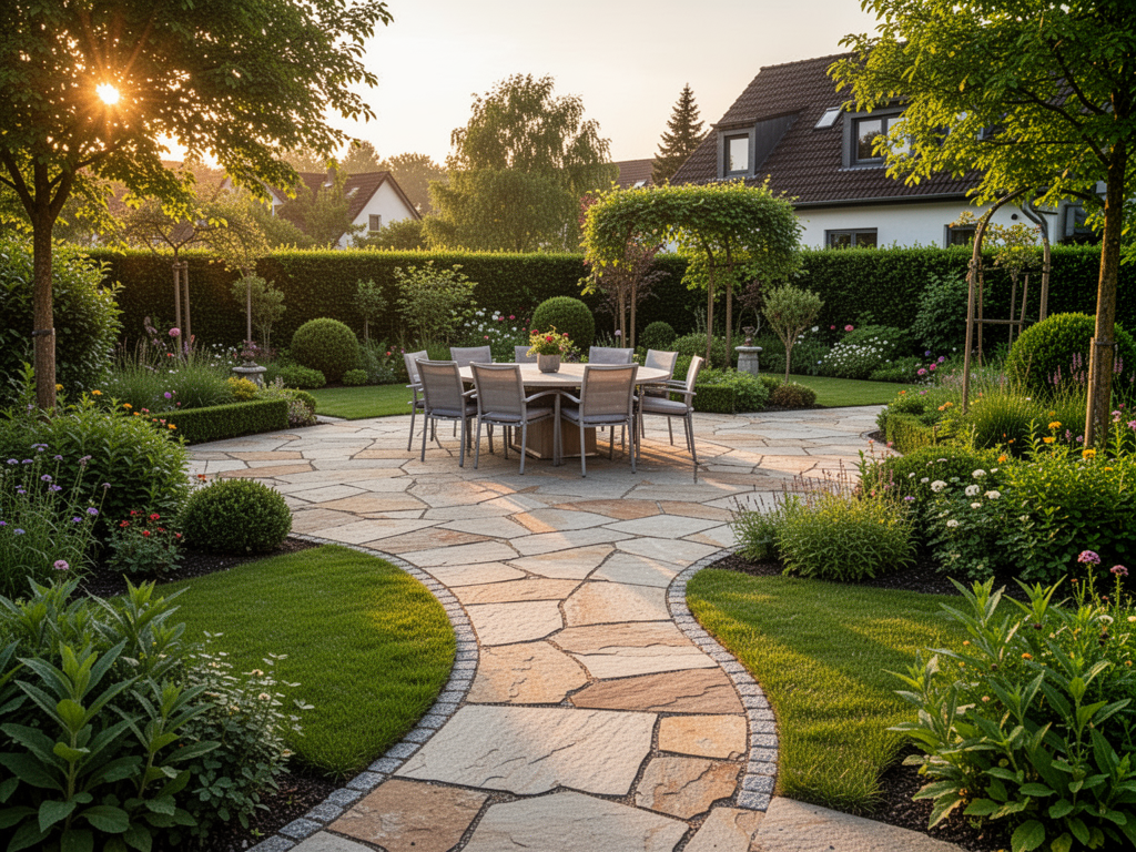 Gepflasterte Terrasse