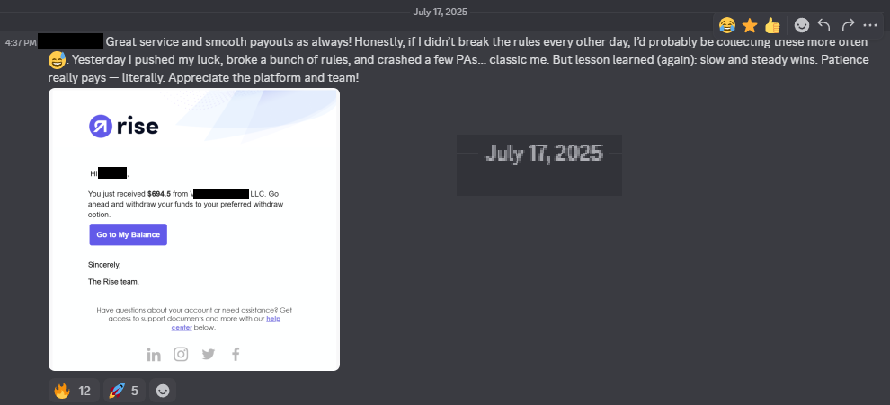 $694.5 Rise mobile notification payout screenshot
