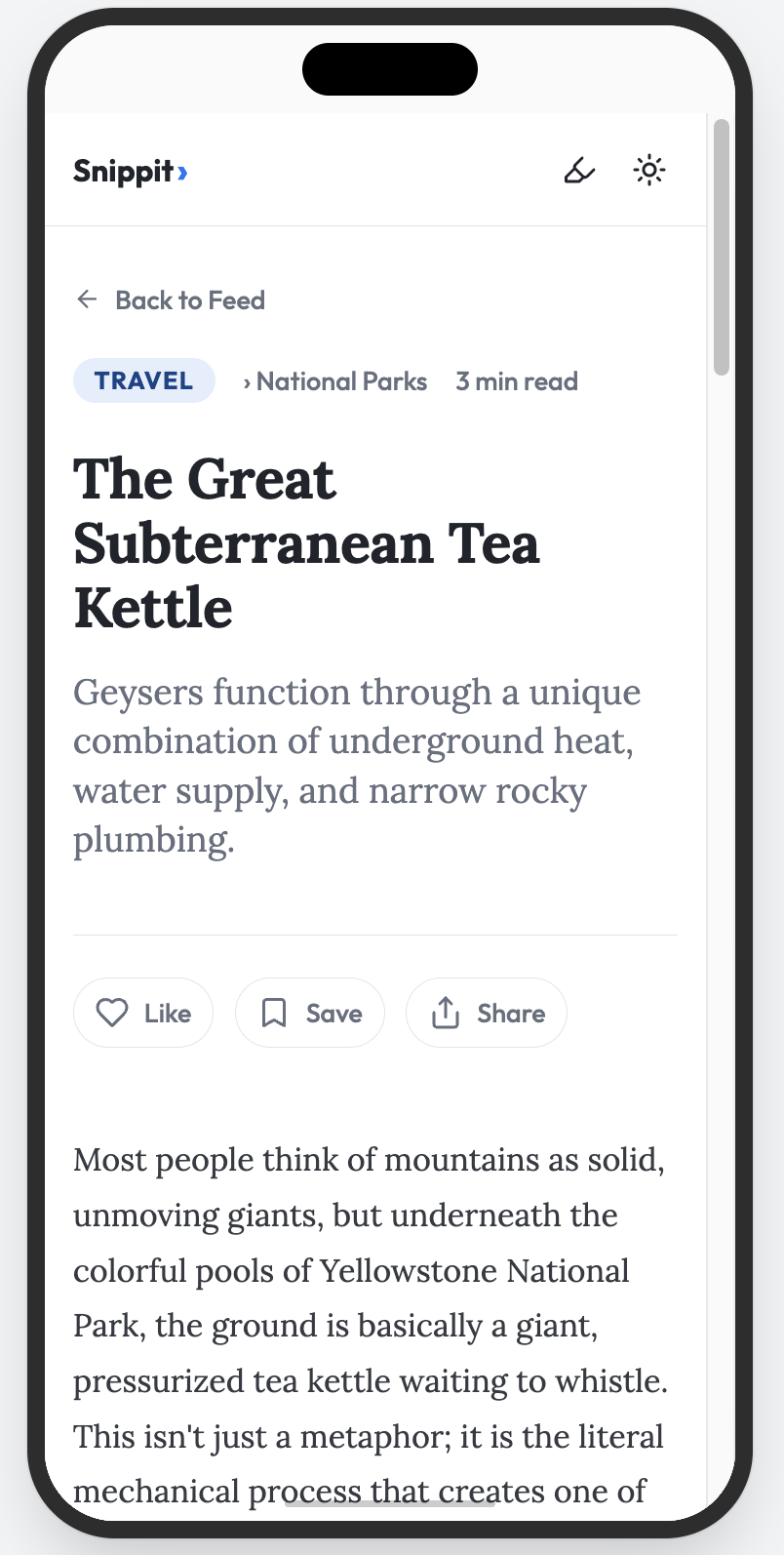 Read, save, and listen UI