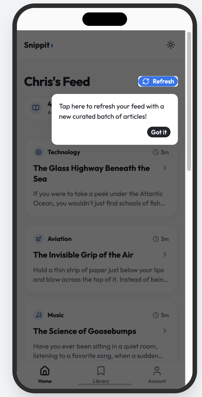 Refresh your feed UI