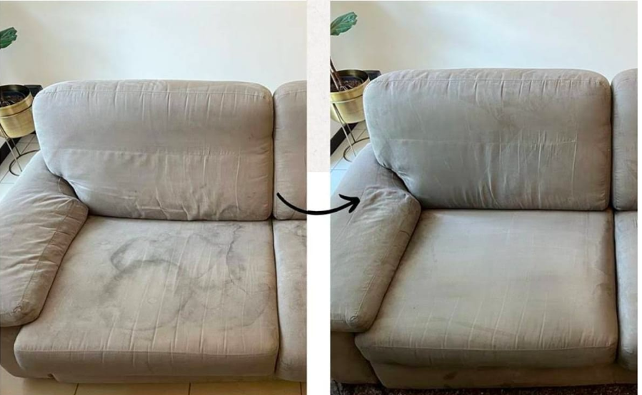 Stoffsofa Reinigung Vorher/Nachher