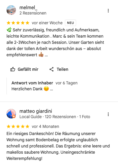 Google Reviews von unseren Kunden