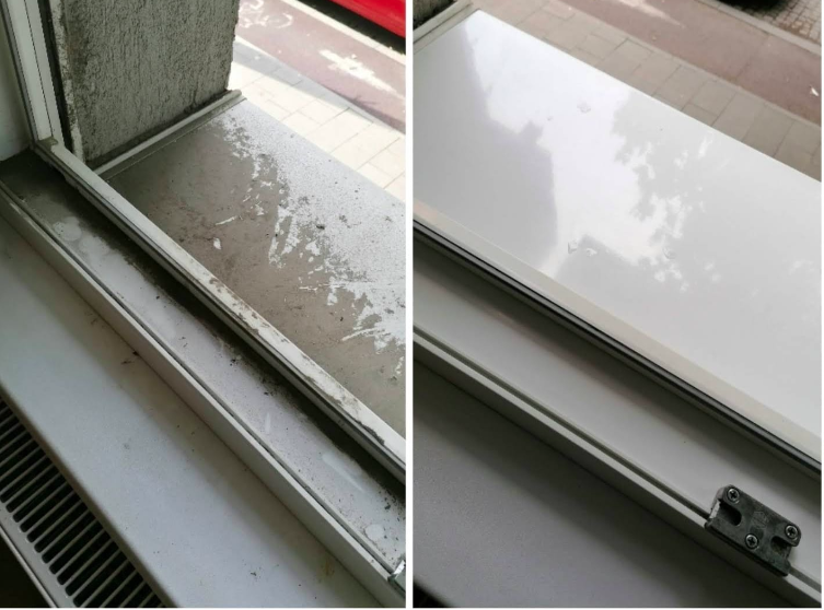 Professionelle Glas- und Fensterreinigung - Vorher/Nachher