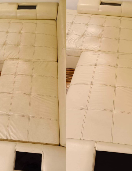 Ledersofa Reinigung Vorher/Nachher