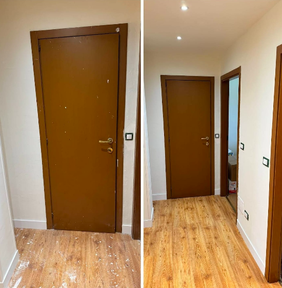 Flur und Tür Reinigung Vorher/Nachher