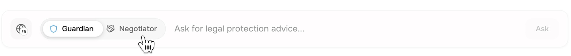 AI Assistant Toggle Interface showing Guardian protection mode and Negotiator mode switch