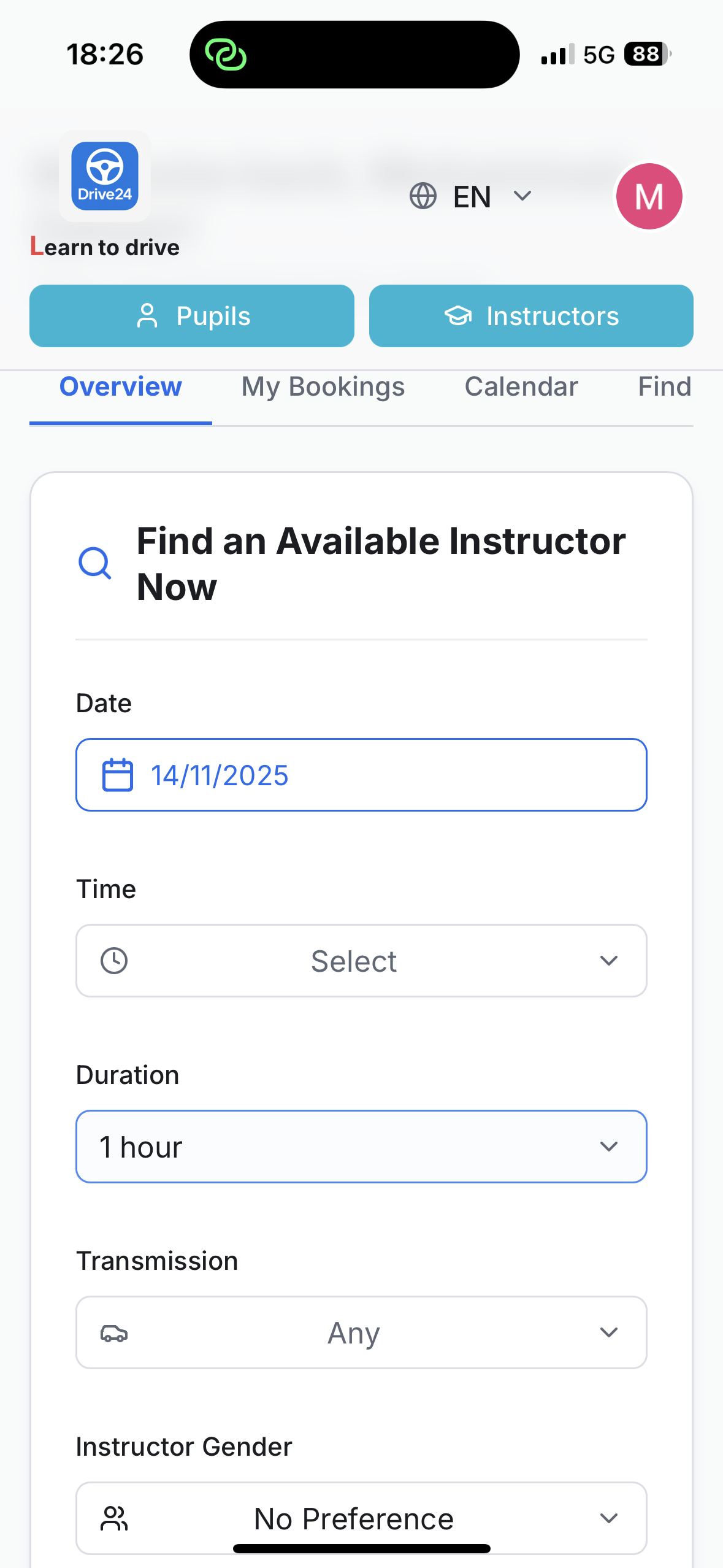 Drive24 Find Instructor Screenshot