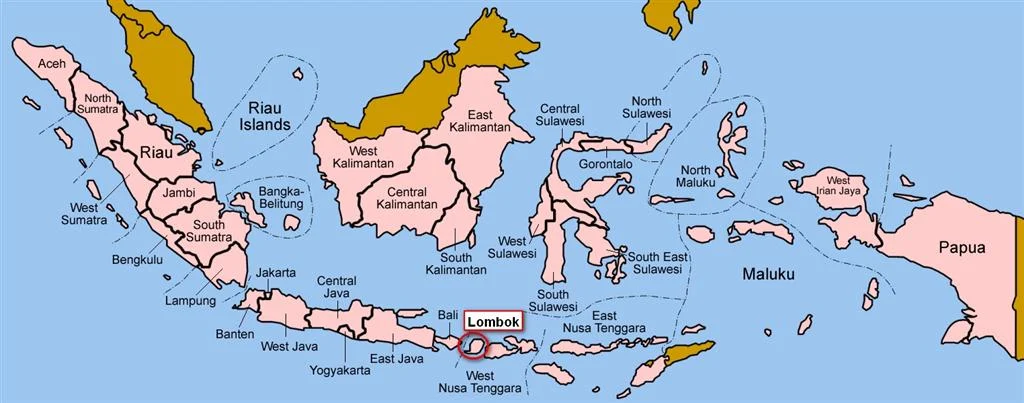 Map of Indonesia with Lombok highlighted