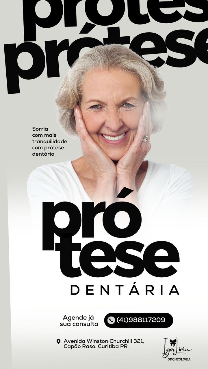 Banner informativo sobre prótese dentária