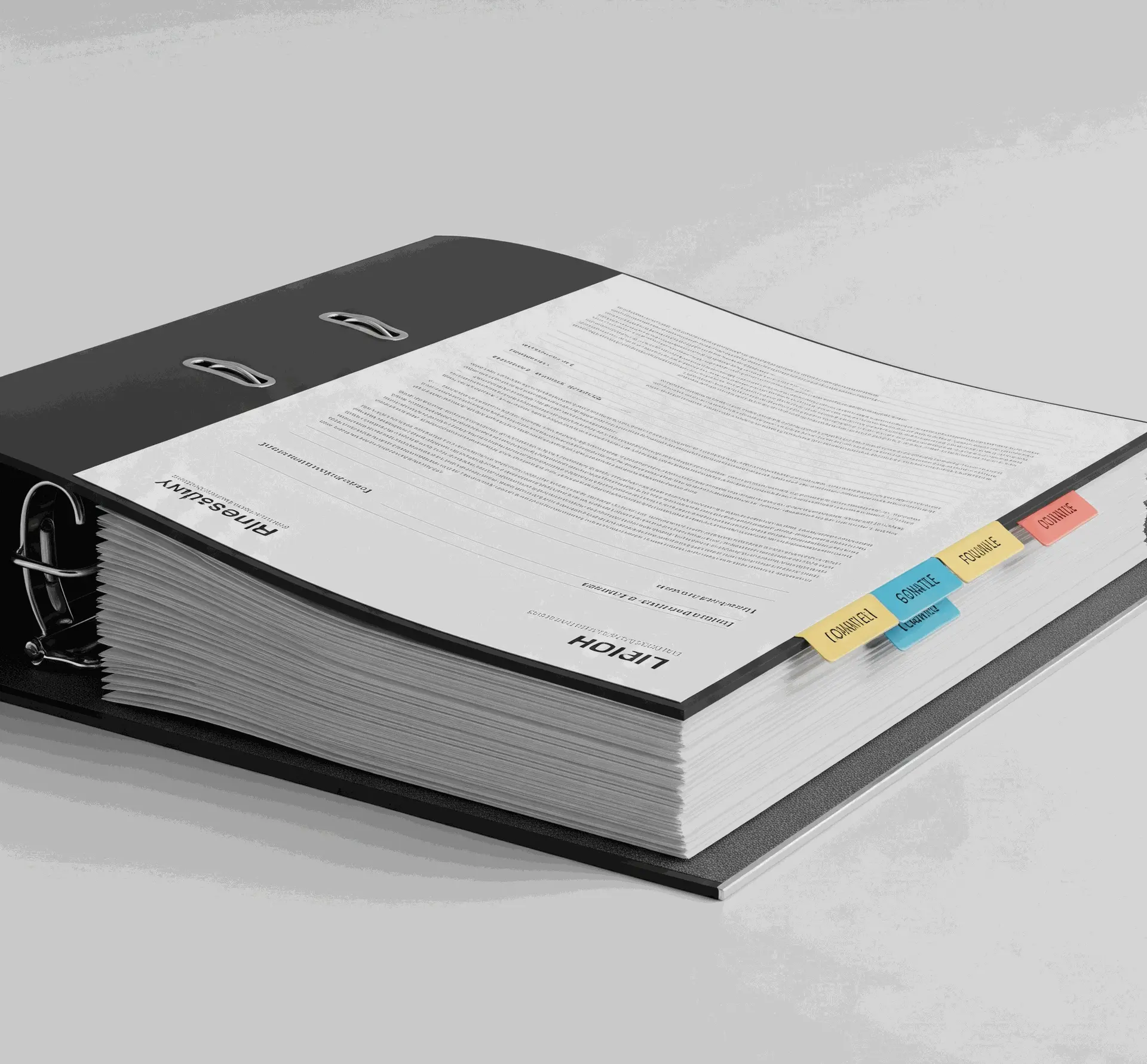 Classeur organisé avec documents et onglets pour un dossier complet