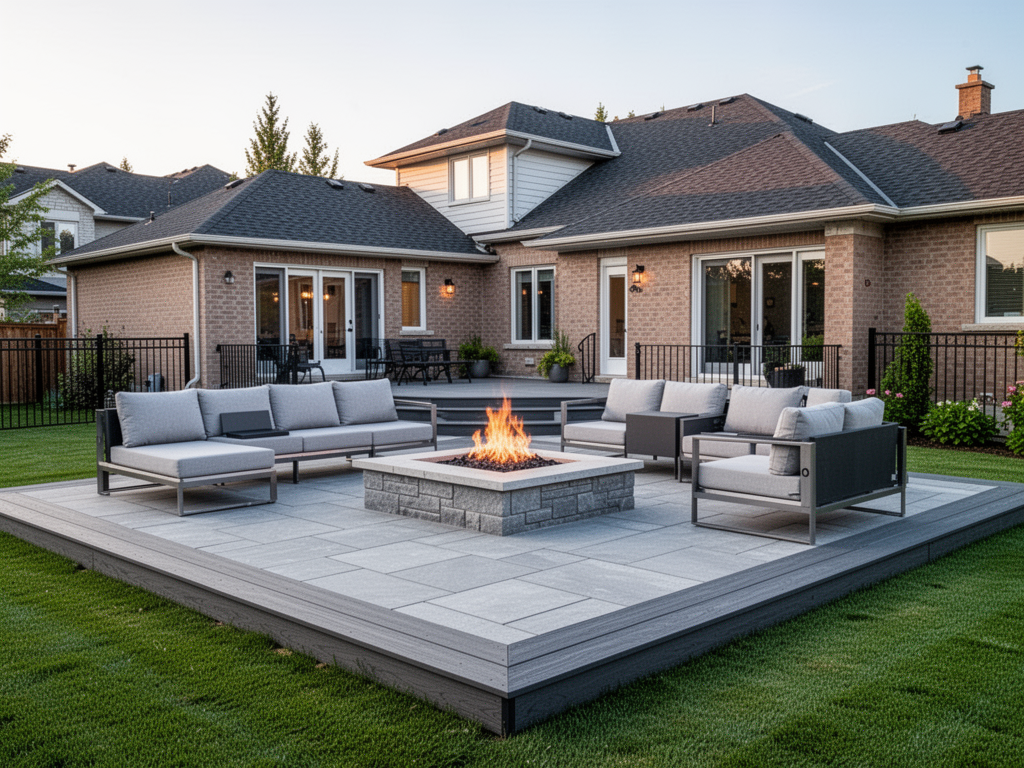 Composite - Patio avec foyer extérieur