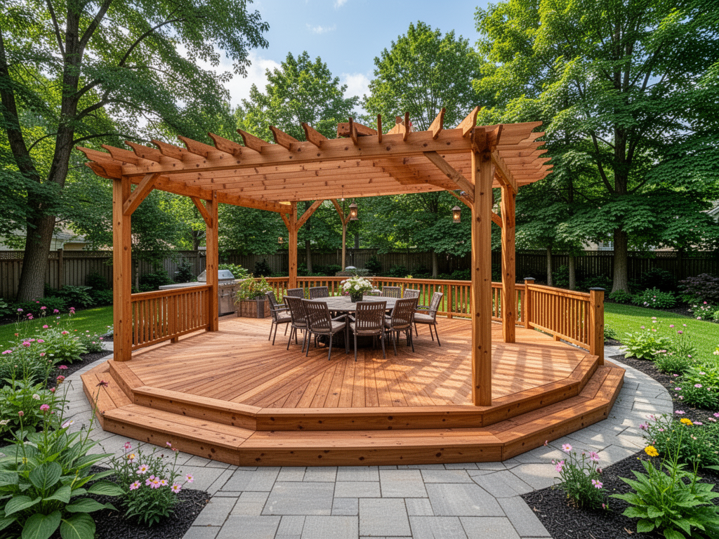 Bois traité - Terrasse avec pergola