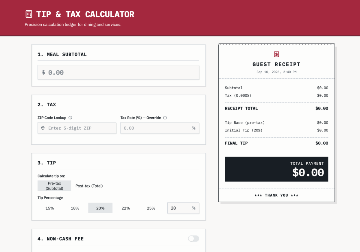 Advanced Tip and Tax Calculator