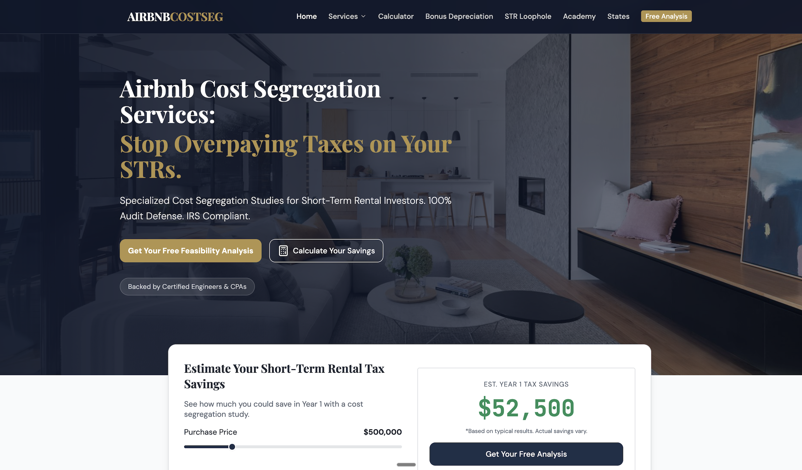 Airbnb Cost Segregation Authority Website Project