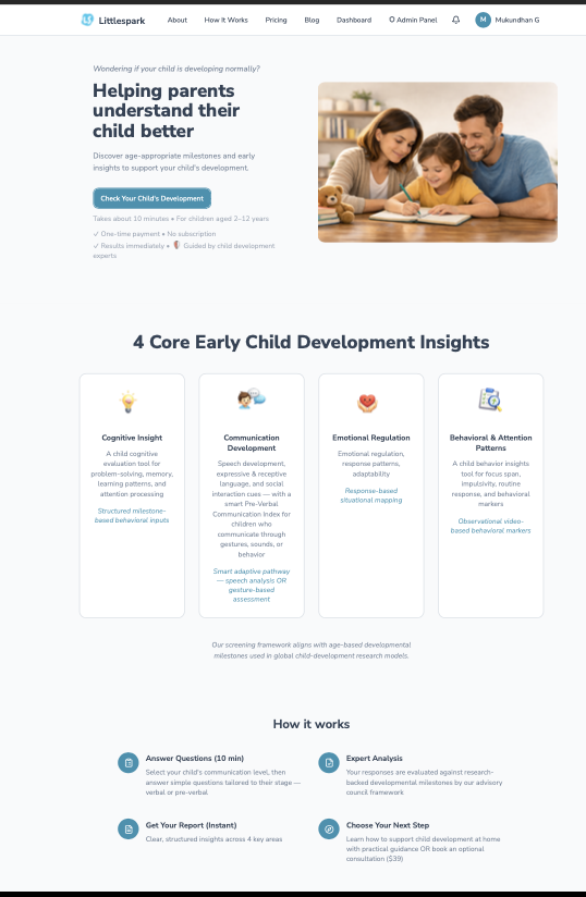 LittleSpark – Early Child Development Insights for Parents