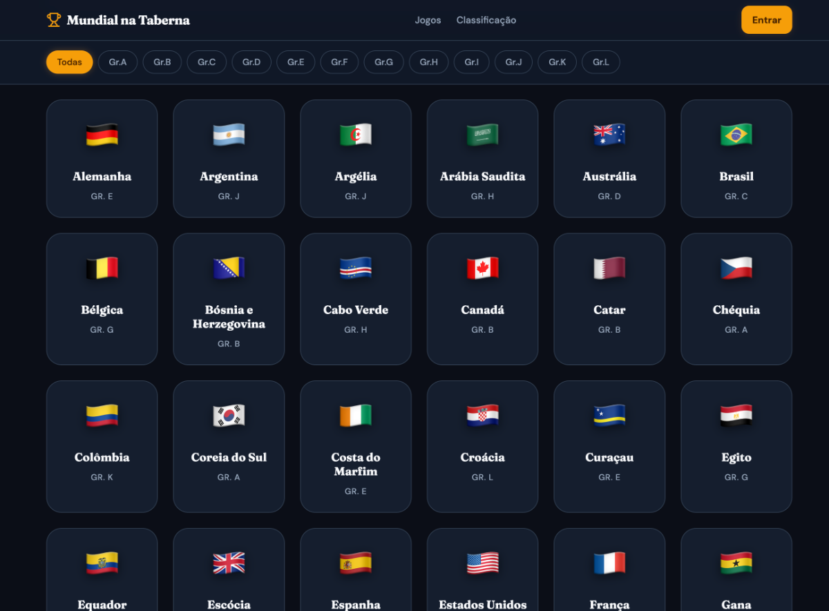 Mundial na Taberna Apostas 2026